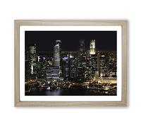 Singapore Skyline No.3 Modern Framed Print | A2 Oak Framed Wall Art | Ready to Hang | Modern Cityscape Picture | Living Room Bedroom Lounge Office