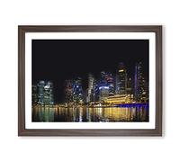 Singapore Skyline No.4 Modern Framed Print | A2 Walnut Framed Wall Art | Ready to Hang | Modern Cityscape Picture | Living Room Bedroom Lounge Office