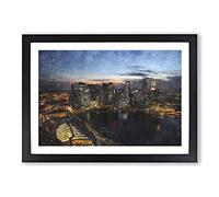 Singapore Skyline Vol.1 Painting Framed Print | A2 Black Framed Wall Art | Ready to Hang | Modern Cityscape Picture | Living Room Bedroom Lounge Office