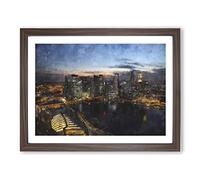 Singapore Skyline Vol.1 Painting Modern Art Framed Print | A2 Walnut Framed Wall Art | Ready to Hang | Modern Cityscape Picture | Living Room Bedroom Lounge Office
