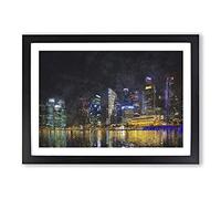 Singapore Skyline Vol.2 Painting Framed Print | A2 Black Framed Wall Art | Ready to Hang | Modern Cityscape Picture | Living Room Bedroom Lounge Office