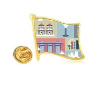 Singapore Skyscraper Famous Spots Golden Metal Flag Lapel Pin Badge