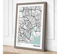 Singapore Street Map Canvas Wall Art Print 18x12 Inch