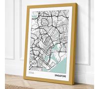 Singapore Street Map Canvas Wall Art Print 18x12 Inch