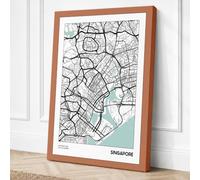 Singapore Street Map Canvas Wall Art Print 18x12 Inch (46 x 30 cm)