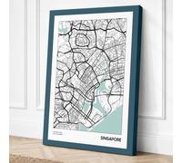 Singapore Street Map Canvas Wall Art Print 24x16 Inch