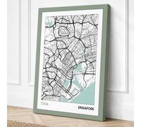 Singapore Street Map Canvas Wall Art Print 24x16 Inch