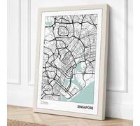 Singapore Street Map Canvas Wall Art Print 30x20 Inch