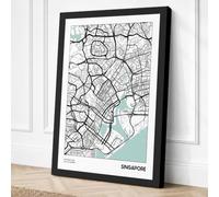 Singapore Street Map Canvas Wall Art Print 36x24 Inch