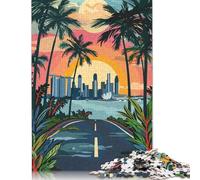 Singapore Sunset Cityscape Puzzle 500 Piece Adult Jigsaw Puzzle Wooden Puzzles for Adults Teenagers Teenager Man Woman Gift 500pcs (52x38cm)