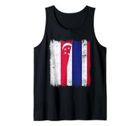 Singapore Thailand Half Flag Singaporean Thai Roots Tank Top