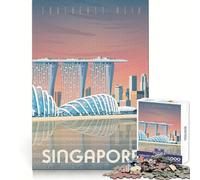 Singapore Travel Poster Hard Jigsaw Puzzle for Adults 1000 Pieces Brain Development Peaceful Fun Clean Join (50x75cm)