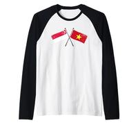 Singapore Vietnam Crossed Flags Singaporean Vietnamese Raglan Baseball Tee