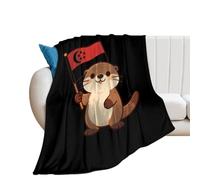 Singapore's Adorable Otters 250GSM Flannel Throw Blanket Anti-pilling Fuzzy Bed Blankets for Sofa Bedroom Office