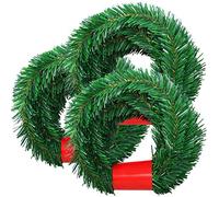 SINGARE 50 Feet Christmas Garland, 3 Strands Artificial Pine Garland Soft Greenery Garland, Suitable for Christmas Decorations, Green Non-Lit Soft Holiday Decor for Outdoor or Indoor