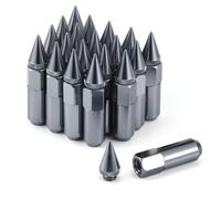 SINGARO 20PCS M12X1.5 Wheel Lug Nuts, Cap Spiked Extended Tuner 60mm Aluminum Wheels Rims Lug Nuts (Gray)