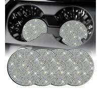 SINGARO Bling Cup Holder Coasters for Car, 4PCS Universal Non-Slip Cup Holder, Embedded Decorative Coasters, Shiny Crystal Car Interior Accessories Gifts for Women (AB-Color)