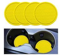 SINGARO Car Cup Coaster, 4PCS Universal Non-Slip Cup Holders Embedded in Ornaments Coaster, Car Interior Accessories, Yellow
