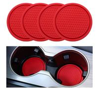 SINGARO Car Cup Coaster, 4PCS Universal Non-Slip Cup Holders Embedded in Ornaments Coaster, Car Interior Accessories, Red
