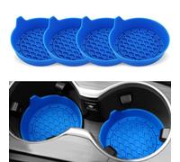 SINGARO Car Cup Holder Coaster, Silicone Cup Holder Insert, Universal Non-Slip Cup Holders, Car Accessories Interior for Women and Man 4 Pack Blue