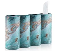 SINGARO Car Tissue Holder, 4 Pack Car Cup Holder Facial Tissues with Kleenex Travel Tissue Bag, Quick and Convenient Flower Combination Car Tissue Box(4 Canisters/200 Tissues) Green