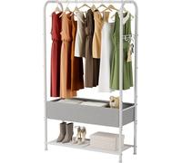 SINGAYE Clothes Rail Clothing Rack：Drying Portable Clothes Rail with Hook Metal Freestanding Storage Shelf Storage for Bedroom Closet Laundry White
