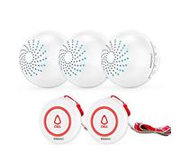 SINGCALL Caregiver Pager Wireless Call Button System 2 Transmitters 3 Plug-in Receiver Nurse Calling Alert for Elderly Patient Disabled