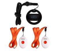 SINGCALL Emergency Alarm System for the Elderly/Patient/Disabled that Calls for Help, 2 Alert Call Bells 1 Mobile Receiver with Lanyard