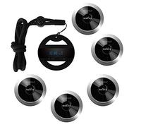 SINGCALL Restaurant Calling System,Waterproof button, Pack of 5 Pagers and 1 Mobile Receiver