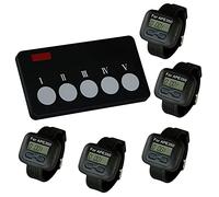 SINGCALL Restaurant Pager System Kitchen Waiter Calling System Chef Press a Button to Buzzer Waiter to Pick up Dishes for Restaurant/Hotel/Bar Kitchen 5 Mobile Receivers 1 Call Button