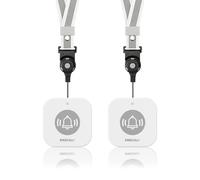 SINGCALL Wireless Portable Caregiver Pager Panic Alarm System Personal Alarm for Elderly/Kids/Pregnant/Patients Alert Call Button with Detachable Lanyard 2-Pack Emergency Call Buttons