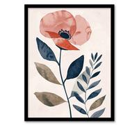 Singe Boho Poppy Flower Floral Watercolour Framed Wall Art Artery8 Pink A4