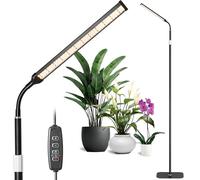 Singel Head Floor Growing Light for Indoor Plants, LED Full Spectrum Grow Lamp with Auto ON/Off Timer with Stand, 10-Level Dimmable, has Gooseneck or Height Adjustable for Large Tall Small Plants