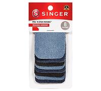 SINGER 00378 Peel N Stick Reusable Patches, 2-Inch x 3-Inch, Assorted Denim, 8-Count