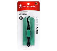 SINGER Self-Locking Tweezer with Storage Sleeve, Steel, Pink