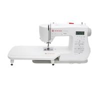 SINGER C7290Q Sewing & Quilting Machine, Metal Plastic, White | 417 stitch applications, 12 presser feet, lettering, LCD screen, built-in needle threader, 1-step buttonhole, metal frame