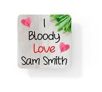 Singer Coaster Gift - I Bloody Love Sam Smith - Novelty Cute CORK Fan Mug Cup Coaster Present
