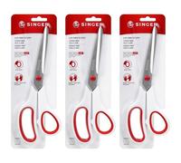 Singer Fabric Scissors with Comfort Grip, Stainless Steel, Red & White, 3-Pack
