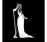 Singer Girl Lady Karaoke Bar Microphone Music Wall Stickers 54x90.5cm Easy Installation White