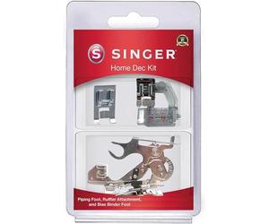 SINGER Home Décor Presser Foot Kit | Includes Piping, Bias Binder & Ruffler Attachment | Perfect for Tailored Finishes, Bias Binding & Pleating | Compatible with SINGER Sewing Machine