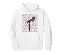 Singer Microphone Floral Pink Flowers Spring Summer Musician Pullover Hoodie
