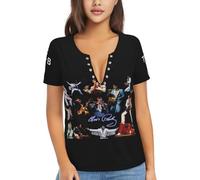 Singer Rock-Presley T-Shirt Womens Tshirt Fashion Graphic Short Sleeve V-Neck Soft Tee Tops Aesthetic Streetwear Black 2XL