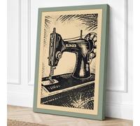 Singer Sewing Machine Vintage Canvas Wall Art Print 24x16 Inch | Sage