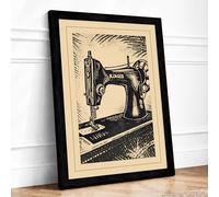 Singer Sewing Machine Vintage Framed Wall Art Print A3 (42×29.7cm) Black, Wall Decor for Living Room, Bedroom, Office & Home, Ready to Hang, Art Gift