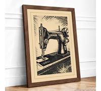 Singer Sewing Machine Vintage Framed Wall Art Print A3 (42×29.7cm) Walnut, Wall Decor for Living Room, Bedroom, Office & Home, Ready to Hang, Art Gift