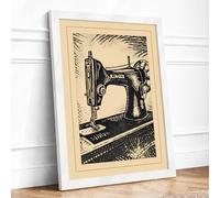 Singer Sewing Machine Vintage Framed Wall Art Print A3 (42×29.7cm) White, Wall Decor for Living Room, Bedroom, Office & Home, Ready to Hang, Art Gift