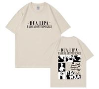 Singer T-shirt Dua T-shirt Lipa Unisex Cotton T-shirt Round Neck Short Sleeve Pop Music Shirt Fan Gift XS-3XL-Khaki||M