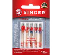Singer Titanium Universal Regular Point Machine Needles for Woven Fabric, Assorted Sizes, 10-Pack, Acrylic, Multicolour, 12.44x6.85x0.35 cm