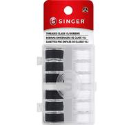 Singer Transparent Plastic Class 15 Bobbins-Threaded in Case-Black and White 1, 12-Count
