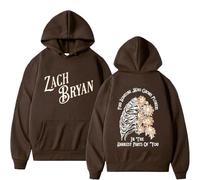 Singer Zach Bryan Hoodie Men Women Fashion The Burn Tour Sweatshirt Retro Casual Pullover Hoodies Streetwear (Dark brown,S)